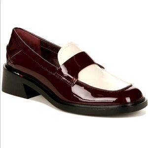Sarto Gabriella Block Heel Loafers size 8. New without Box Burgundy & Cream